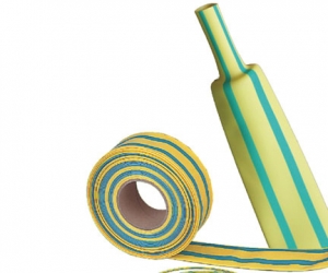 Yellowgreen Stripped flexível Flame-Retardant única parede Tubing W-1-HL (2x, 3x)